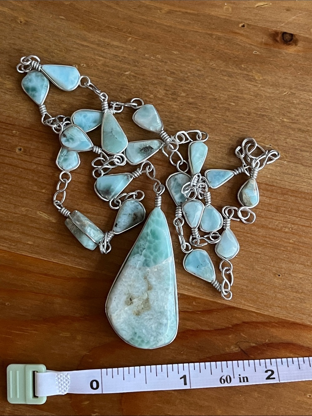 Larimar necklace sterling silver S hook jewelry stone pendant - Picture 9 of 9